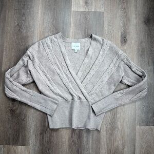Pink Rose V-Neck Sweater - Taupe